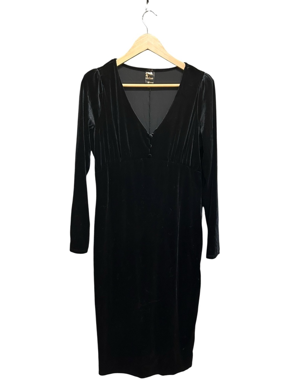Rock & Shine Reitmans Black Velvet Dress Size L Witchy Dark Academia